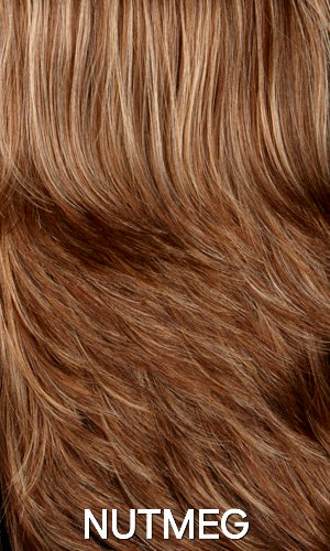 NUTMEG medium brown w gold blonde, strawberry & auburn highlights